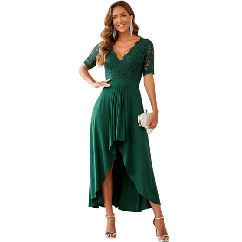 Damen Elegantes Abendkleid mit Tiefem V-Ausschnitt und Gerafftem Rocksaum Heidi-Mode - Image 5