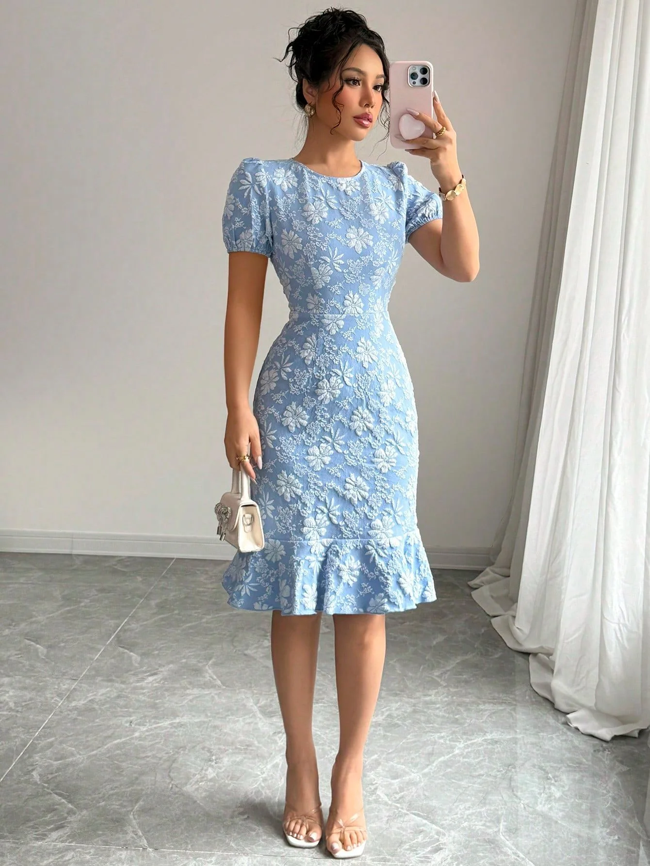 Damen Elegantes Blumenkleid mit Rüschensaum Heidi-Mode - Image 3