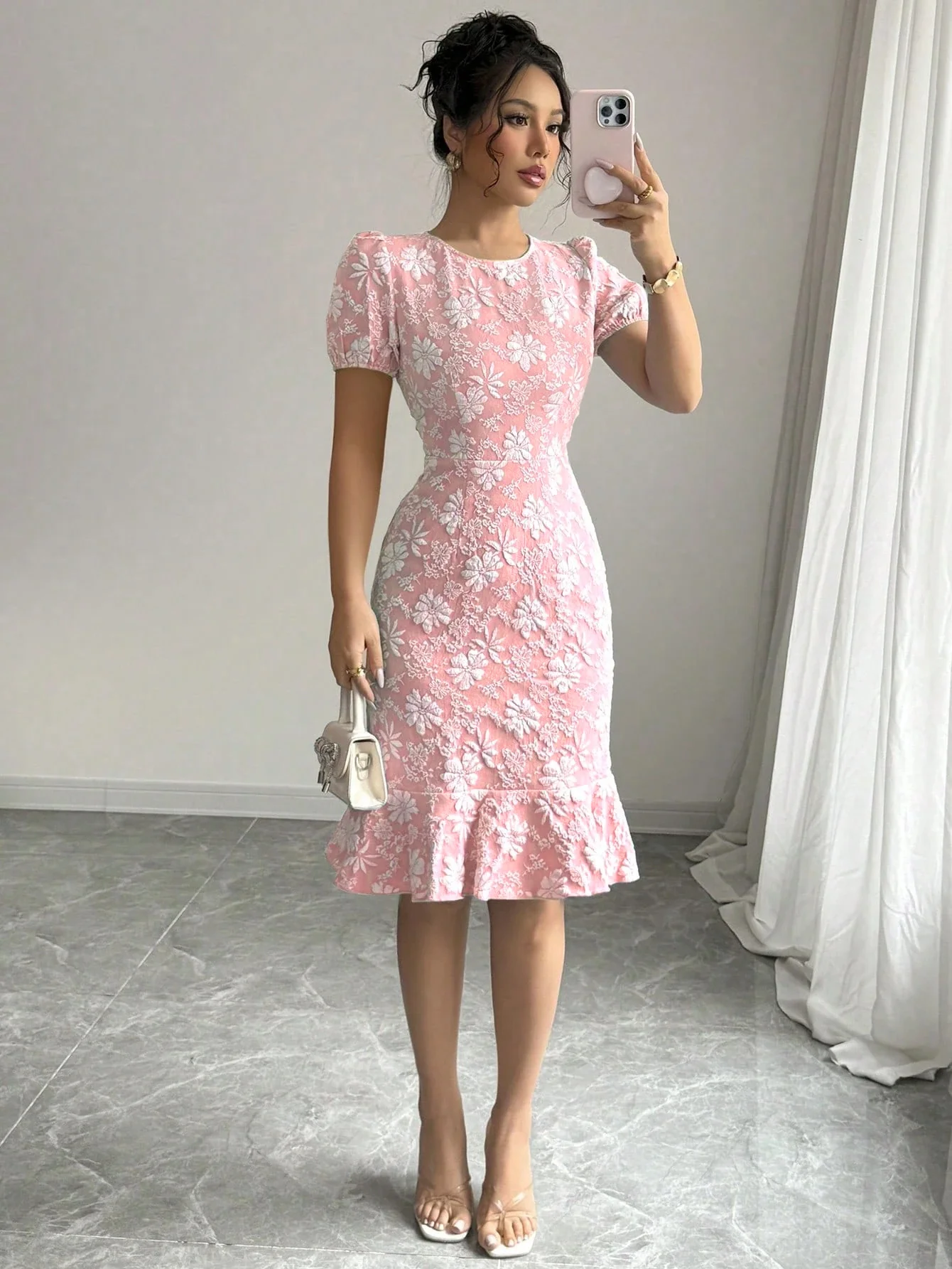 Damen Elegantes Blumenkleid mit Rüschensaum Heidi-Mode - Image 4