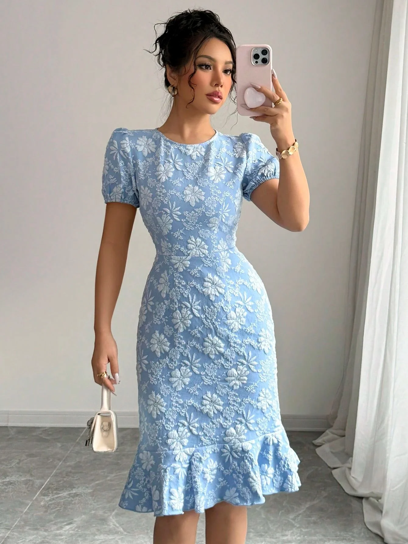 Damen Elegantes Blumenkleid mit Rüschensaum Heidi-Mode - Image 6