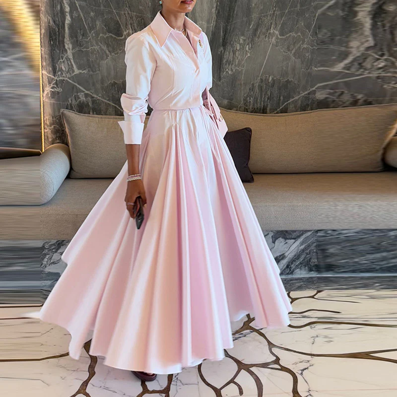 Damen Elegantes Hemdkleid mit fließendem Rock Heidi-Mode - Image 4