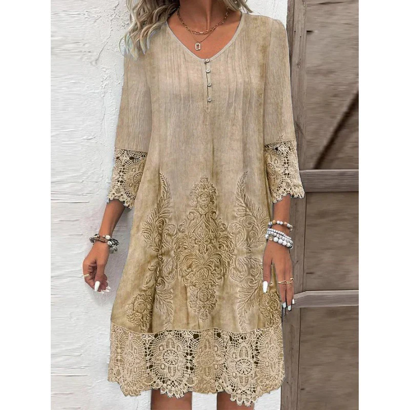 Damen Elegantes Kleid mit Spitze und kunstvollem Stickmuster Heidi-Mode - Image 3