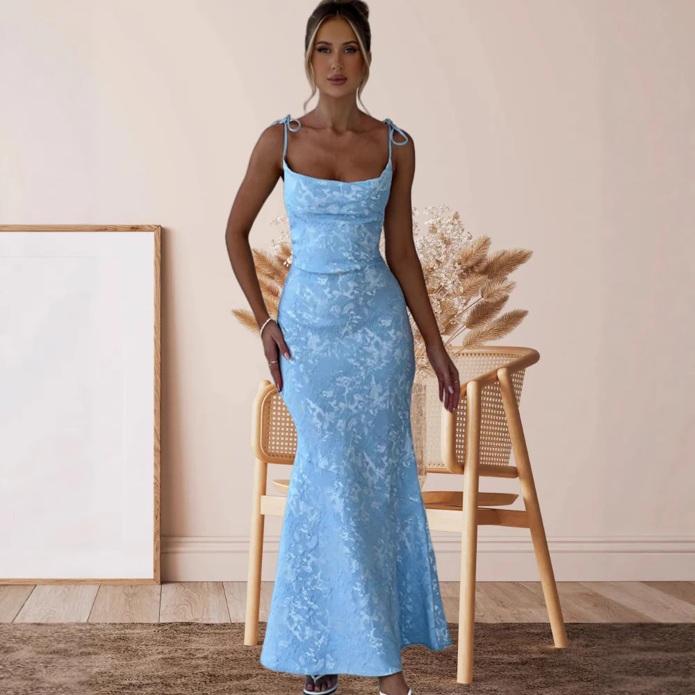 Damen Elegantes Langarm Abendkleid mit floralem Jacquard-Muster und zartem Rückenausschnitt Heidi-Mode - Image 4