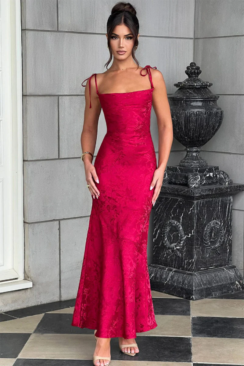 Damen Elegantes Langarm Abendkleid mit floralem Jacquard-Muster und zartem Rückenausschnitt Heidi-Mode - Image 7