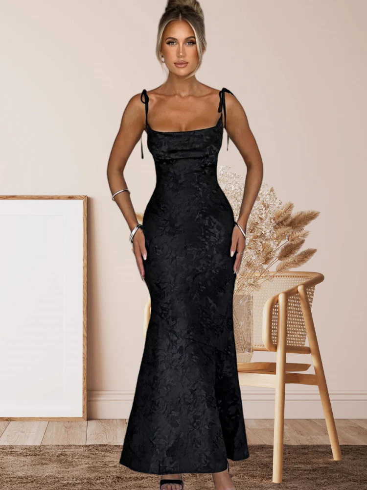 Damen Elegantes Langarm Abendkleid mit floralem Jacquard-Muster und zartem Rückenausschnitt Heidi-Mode - Image 9