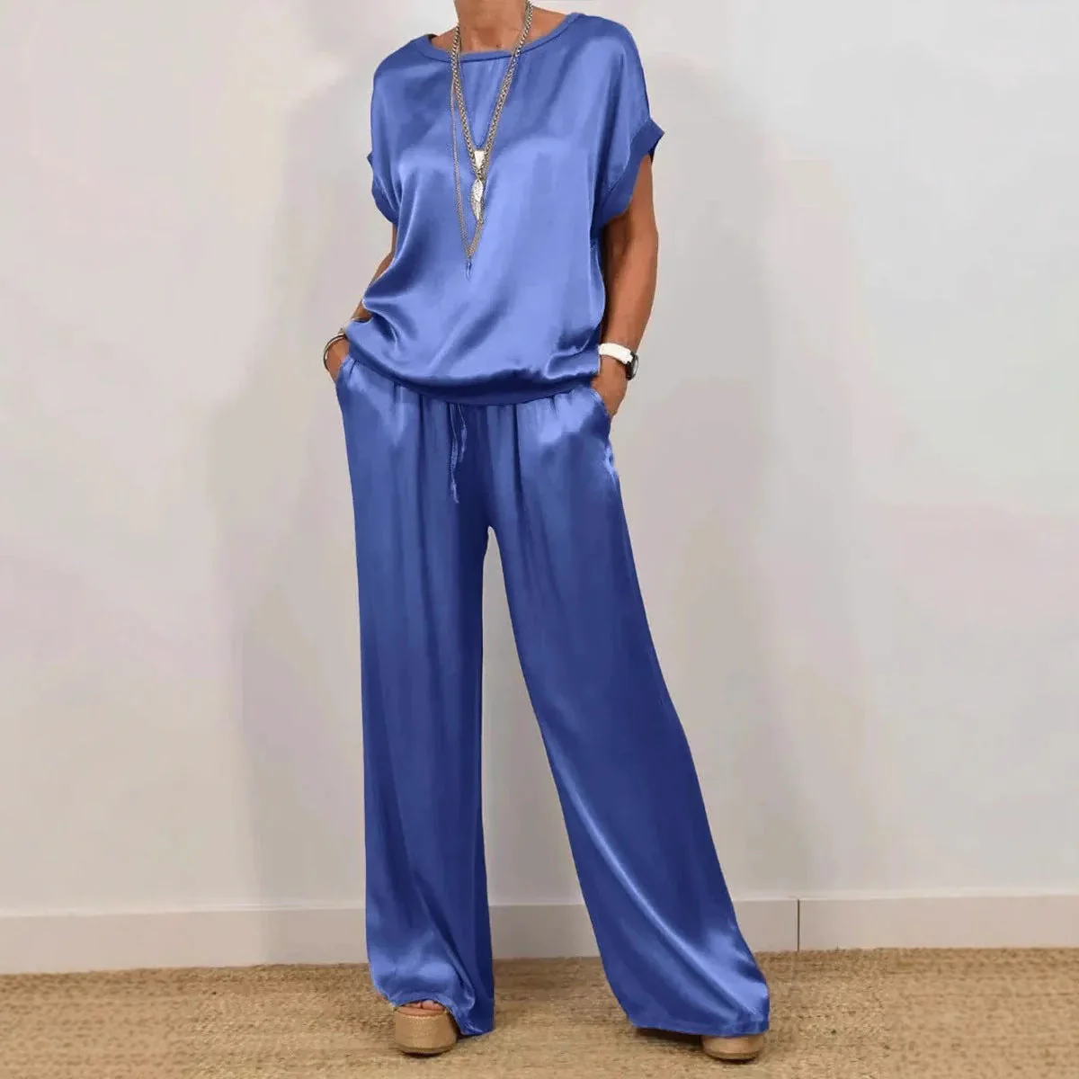 Damen Elegantes Lounge-Set mit Fließendem Schnitt und Elastischem Bund Heidi-Mode - Image 4