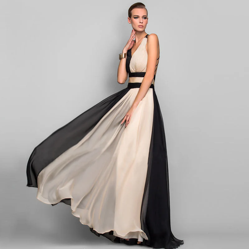 Damen Elegantes Maxi-Kleid mit Asymmetrischem Design und Tiefem V-Ausschnitt Heidi-Mode - Image 2