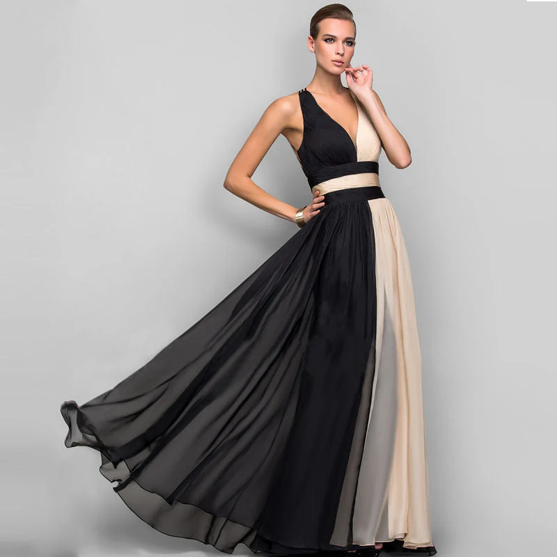 Damen Elegantes Maxi-Kleid mit Asymmetrischem Design und Tiefem V-Ausschnitt Heidi-Mode - Image 3