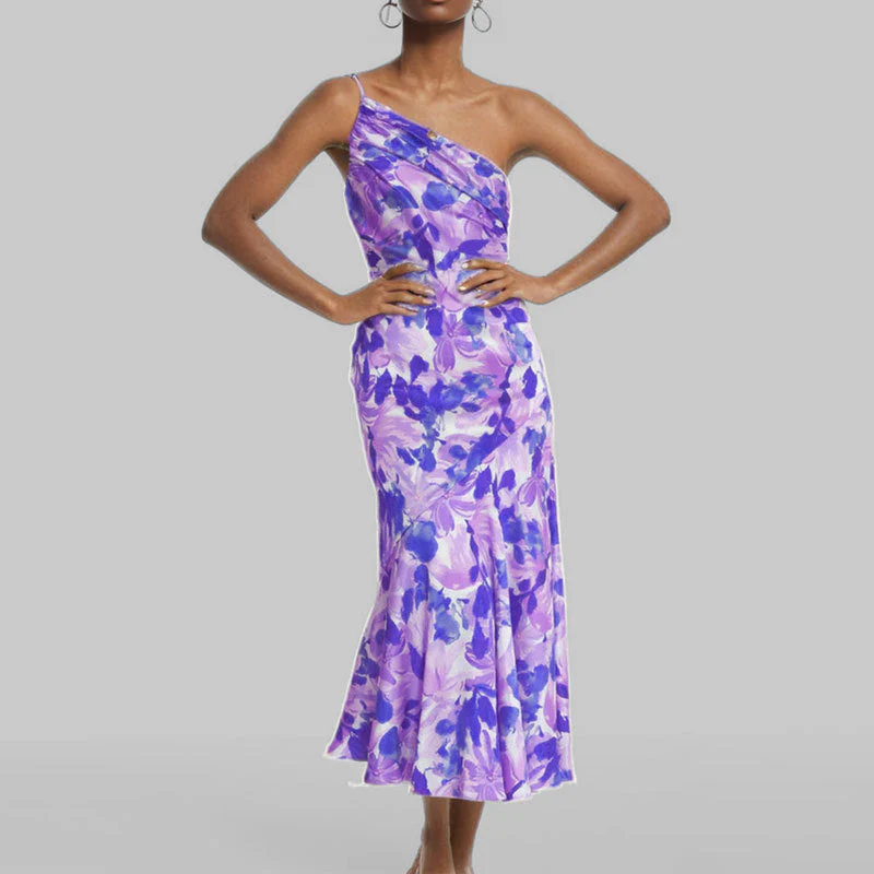 Damen Elegantes Maxikleid mit Asymmetrischem Träger und Floralem Design Heidi-Mode - Image 6