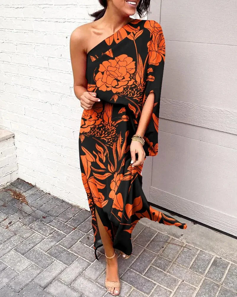 Damen Elegantes Maxikleid mit Einem Schulterdesign und Floralen Mustern Heidi-Mode - Image 2