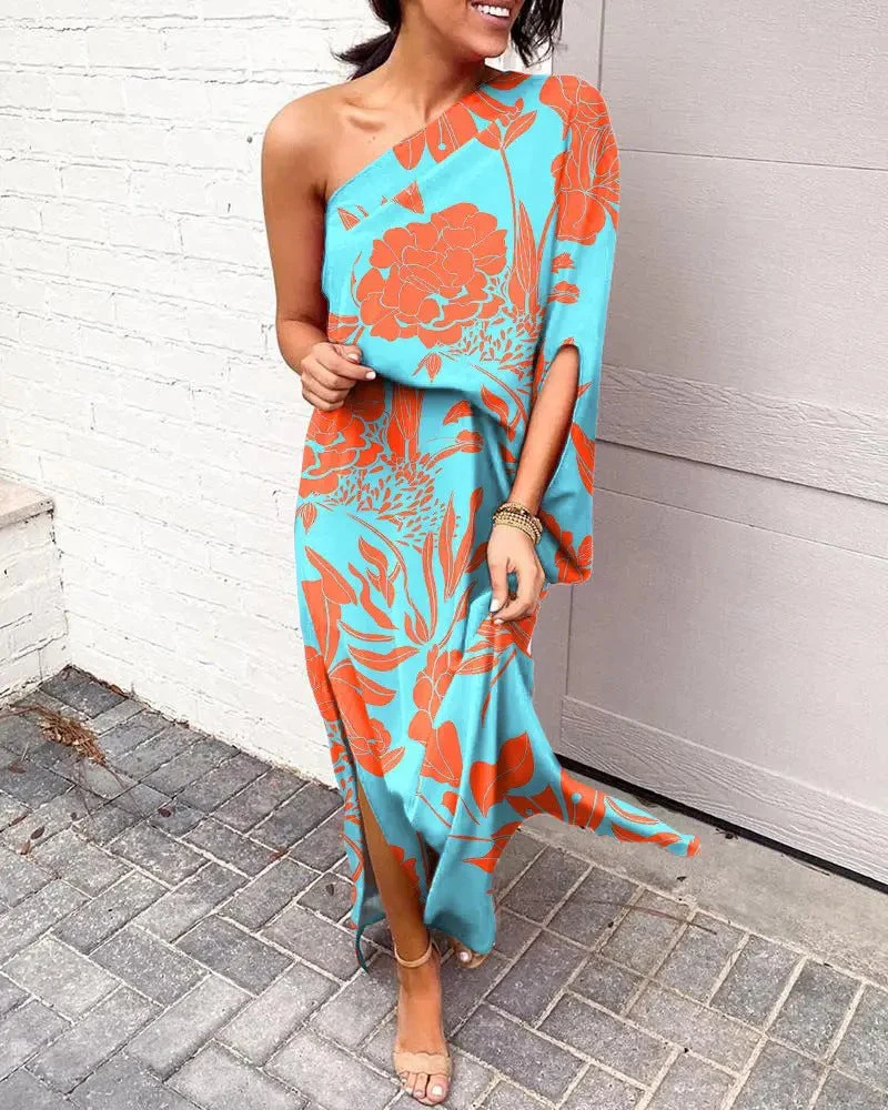 Damen Elegantes Maxikleid mit Einem Schulterdesign und Floralen Mustern Heidi-Mode - Image 4