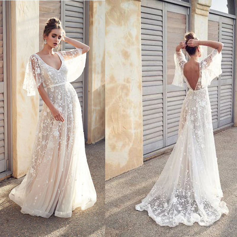 Damen Elegantes Maxikleid mit floralem Spitzenmuster und sanften Ärmeln Heidi-Mode - Image 2