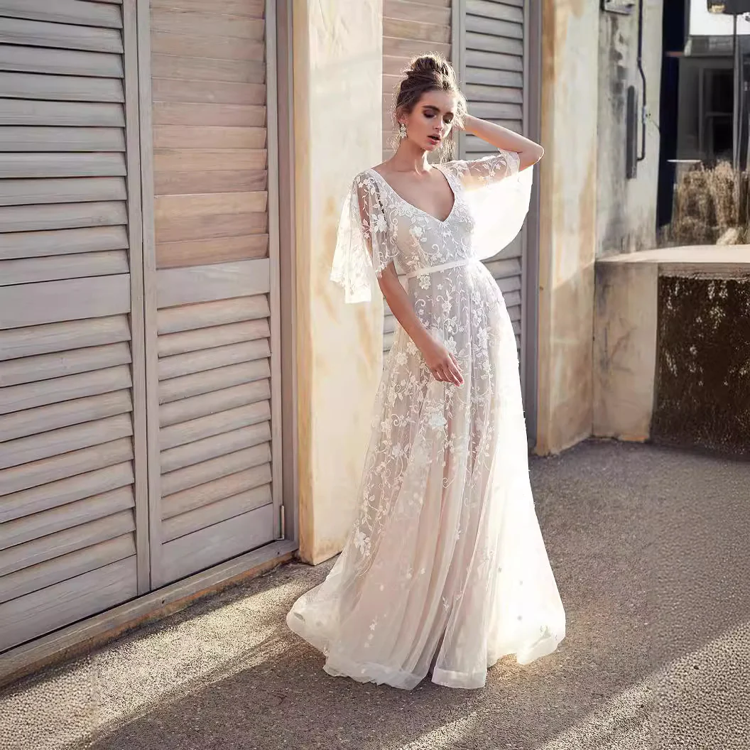 Damen Elegantes Maxikleid mit floralem Spitzenmuster und sanften Ärmeln Heidi-Mode - Image 4