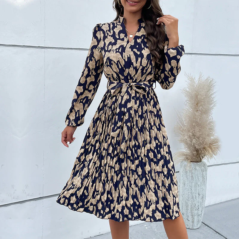 Damen Elegantes Maxikleid mit Gürtel und Raffiniertem Muster Heidi-Mode - Image 2