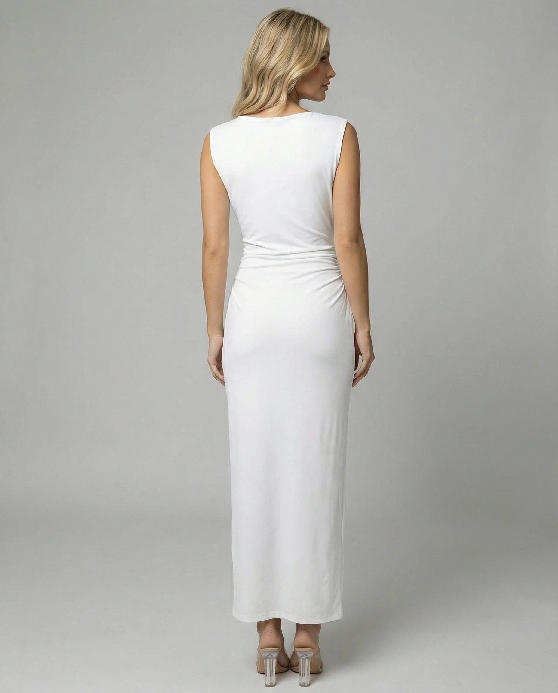 Damen Satin Maxikleid mit Drapierungen - Image 2