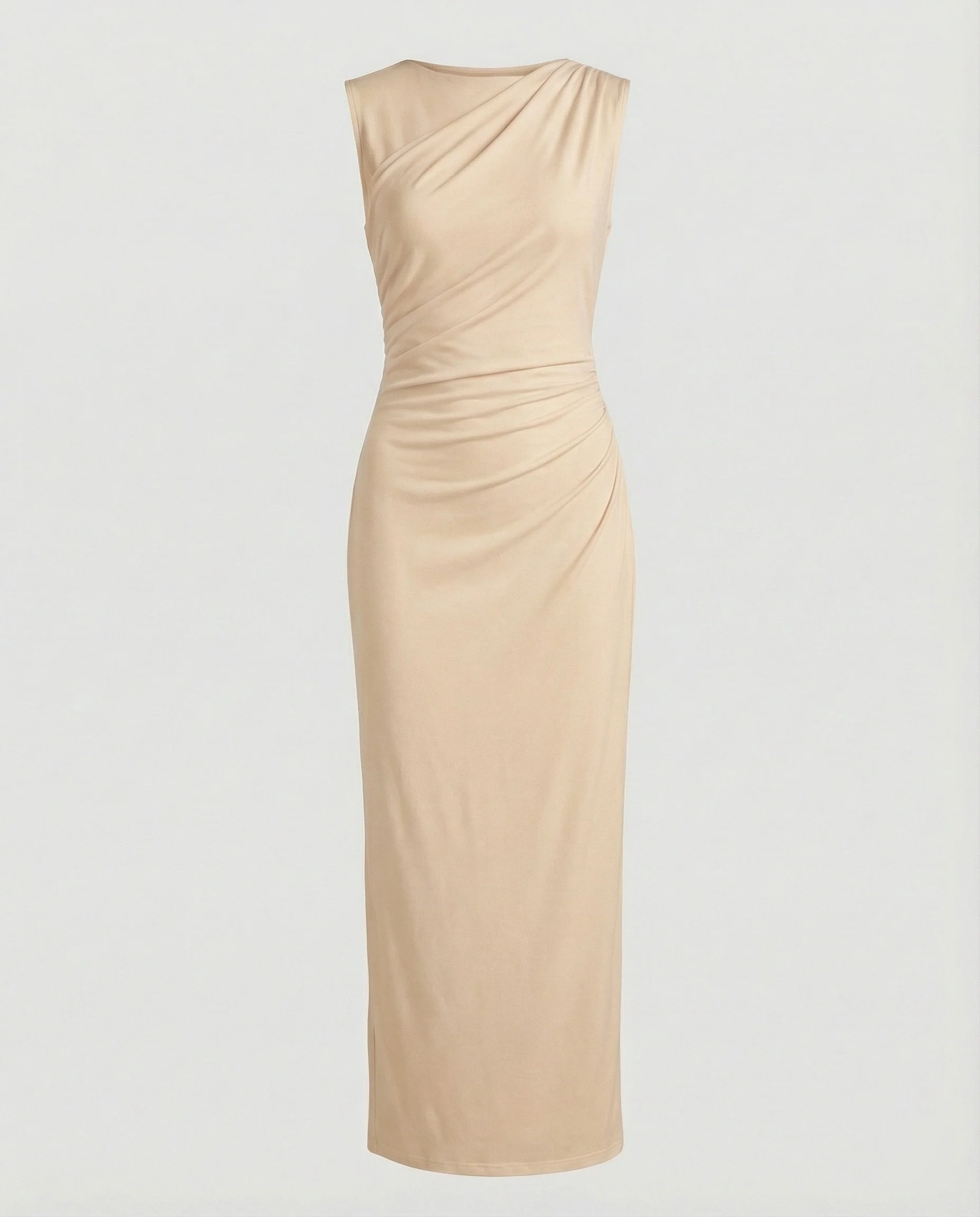 Damen Satin Maxikleid mit Drapierungen - Image 8