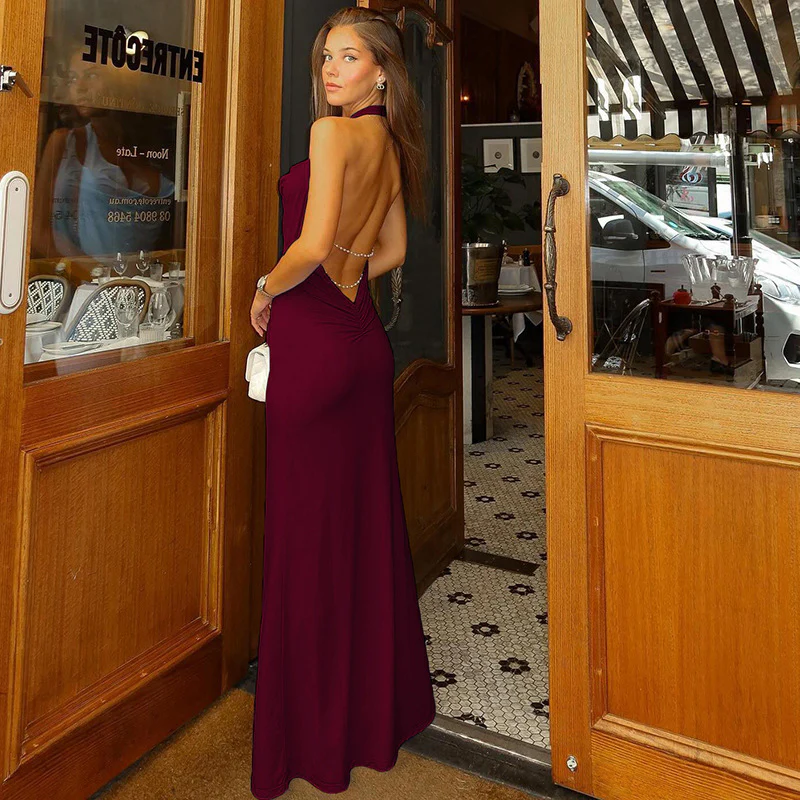 Damen Elegantes Maxikleid mit tiefem V-Ausschnitt und fließendem Stoff Heidi-Mode - Image 4