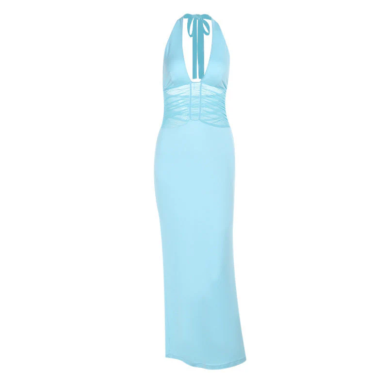 Damen Elegantes Maxikleid mit Tiefem V-Ausschnitt und Gerafftem Oberteil Heidi-Mode - Image 5