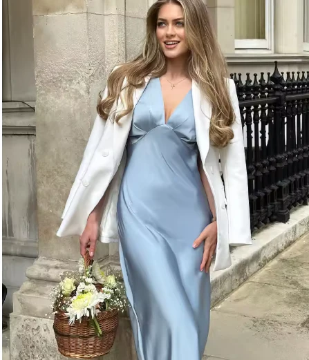 Damen Elegantes Midi-Kleid mit Puffärmeln und Figurbetontem Schnitt Heidi-Mode - Image 7