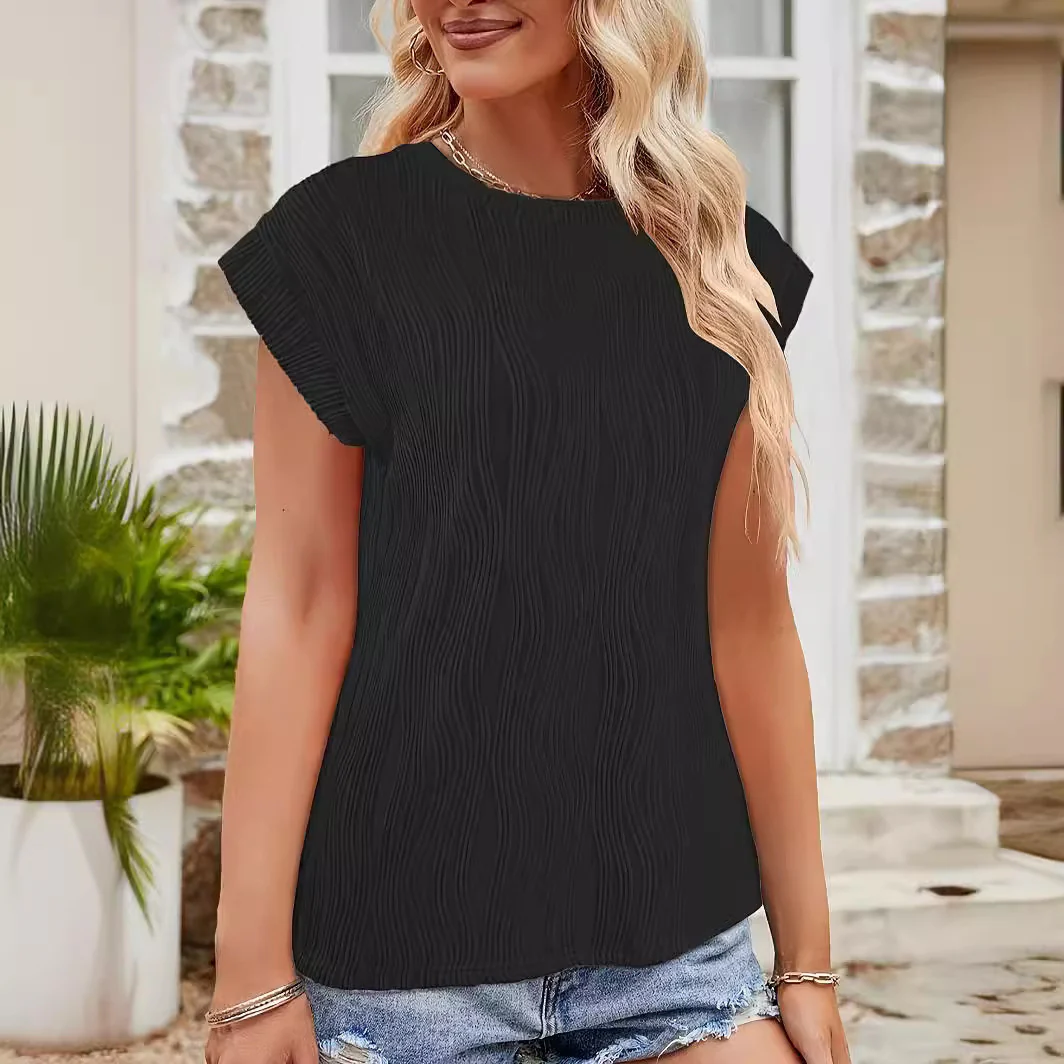 Damen Elegantes Oberteil mit strukturiertem Wellenmuster und elastischem Saum Heidi-Mode - Image 3