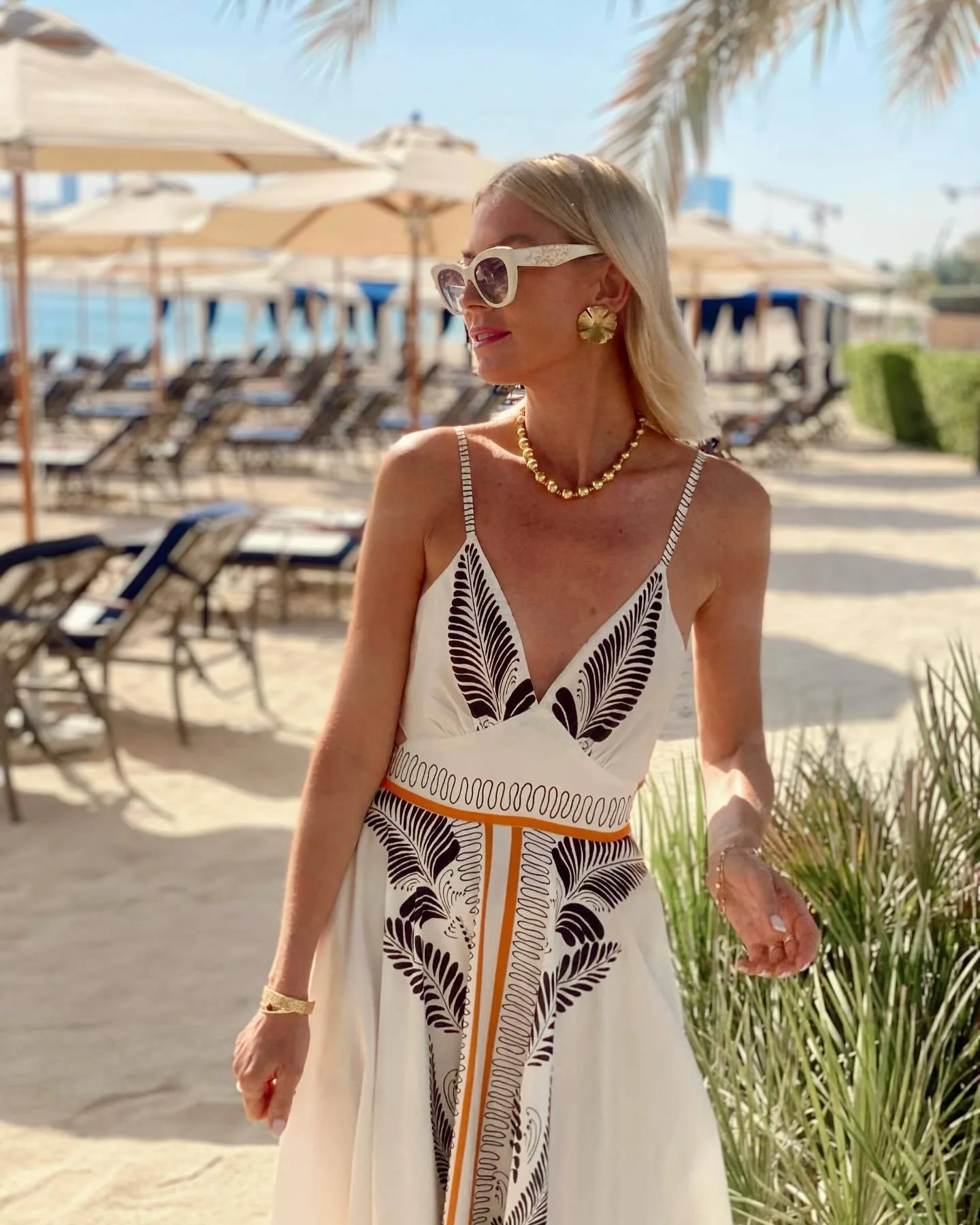 Damen Elegantes Sommermaxikleid mit Kunstvollem Blattmuster Heidi-Mode - Image 6