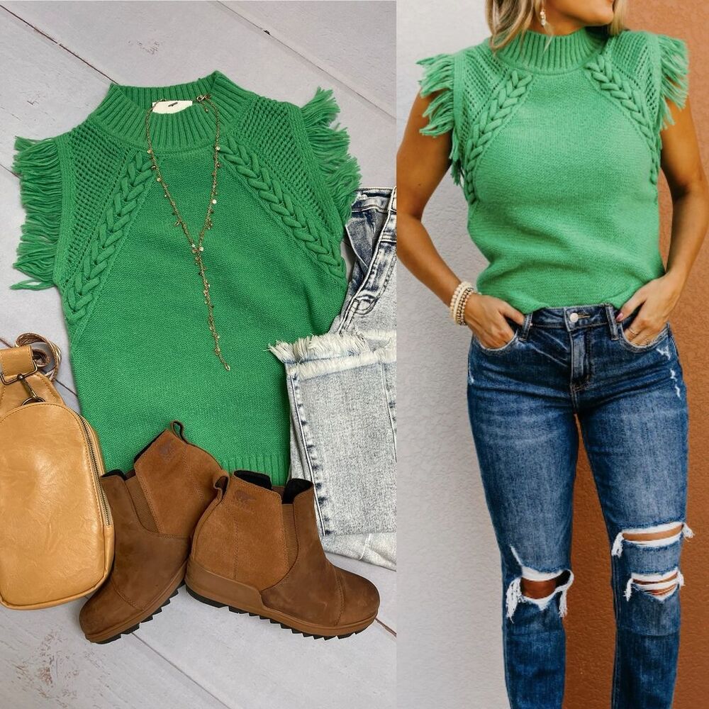 Damen Elegantes Stricktop mit Raffiniertem Häkelmuster und Fransen Heidi-Mode - Image 4