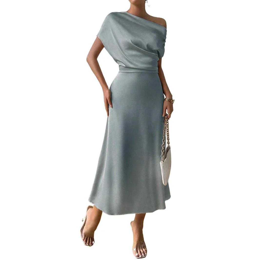 Damen Elegantes und fließendes Abendkleid mit asymmetrischem Schnitt Heidi Mode - Image 4