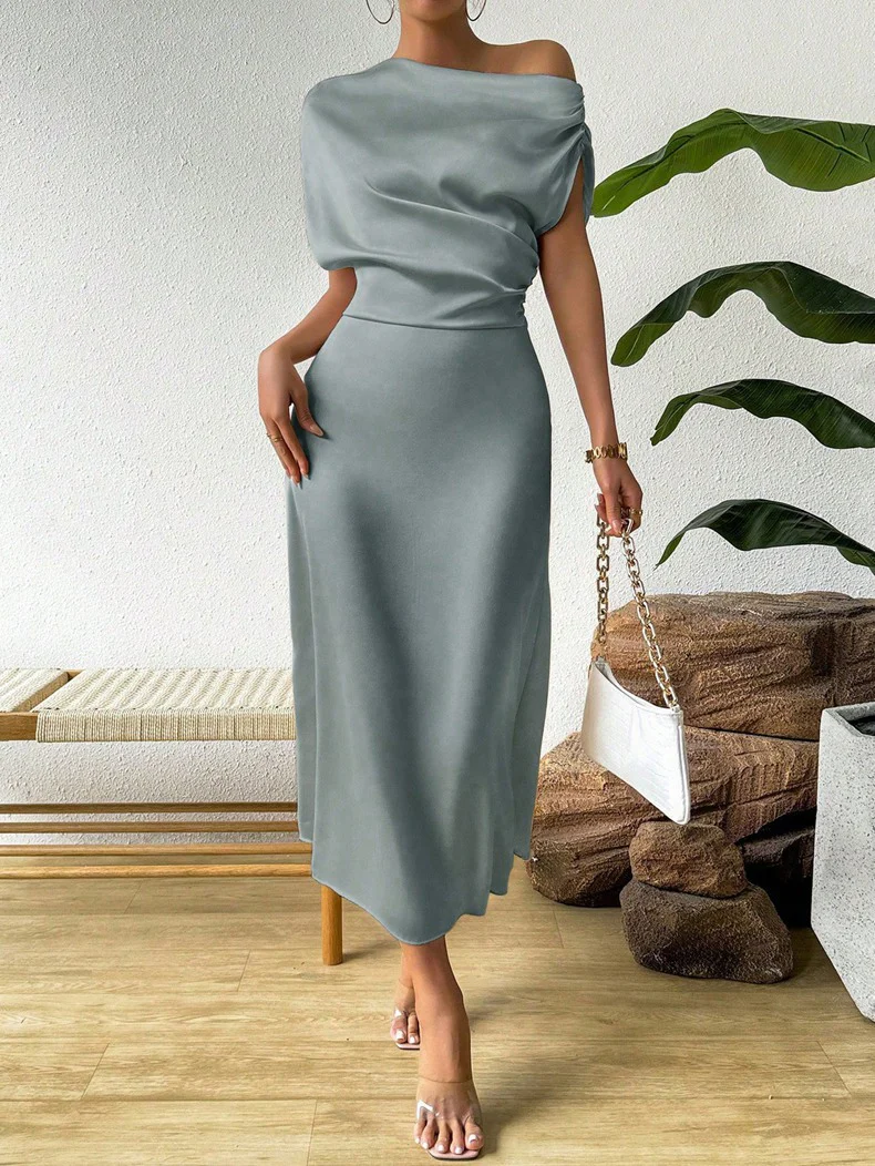 Damen Elegantes und fließendes Abendkleid mit asymmetrischem Schnitt Heidi Mode - Image 5