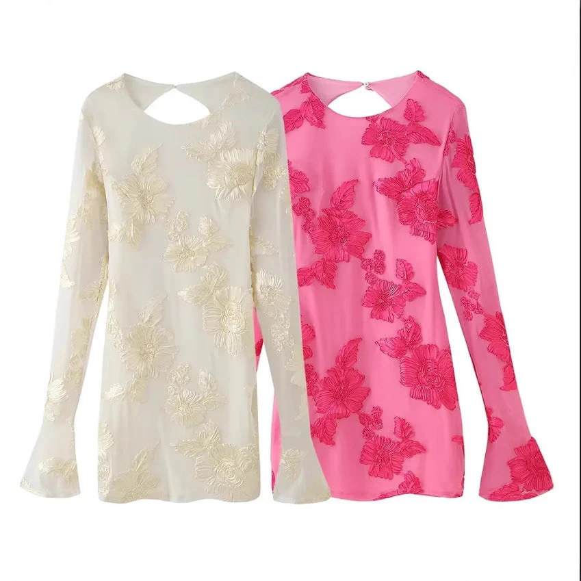 Damen Elegantes und Florales Chiffonoberteil mit Langen Ärmeln Heidi-Mode - Image 4