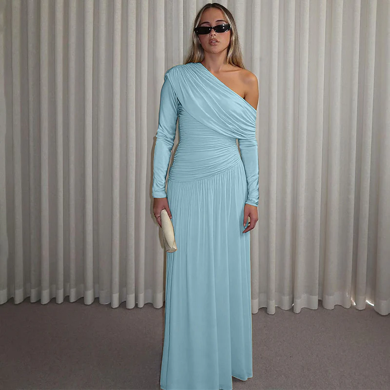Damen elegantes Wickel-Maxi-Kleid mit asymmetrischem Schnitt Heidi-Mode - Image 3
