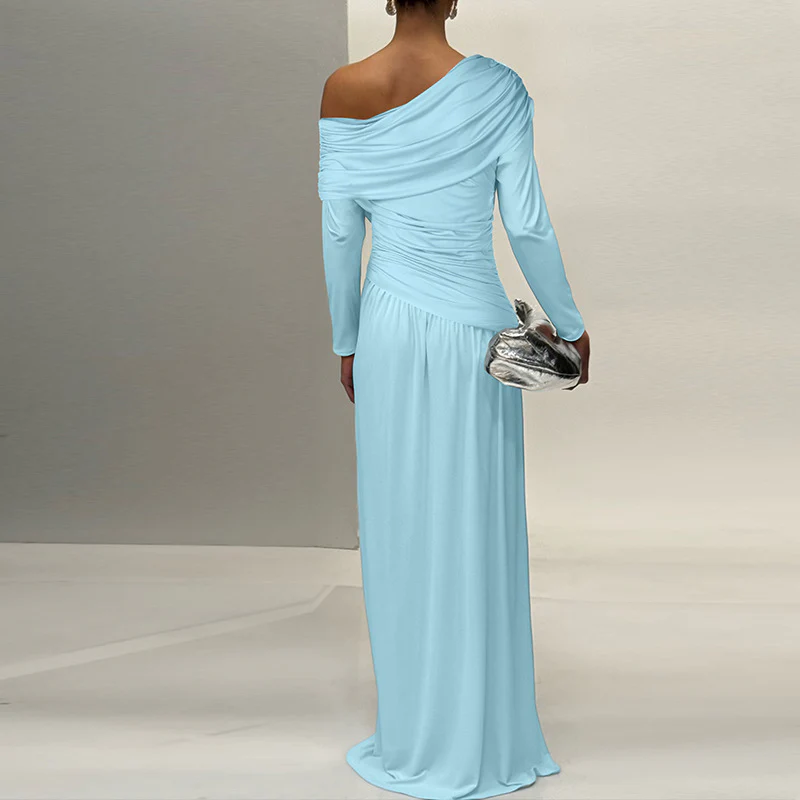 Damen elegantes Wickel-Maxi-Kleid mit asymmetrischem Schnitt Heidi-Mode - Image 4