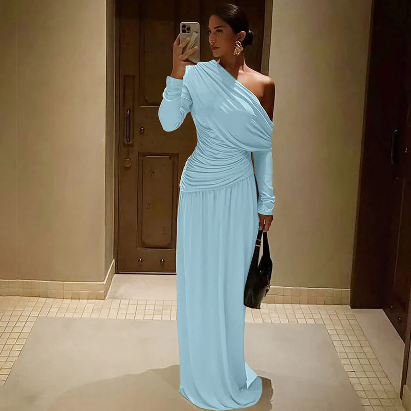 Damen elegantes Wickel-Maxi-Kleid mit asymmetrischem Schnitt Heidi-Mode - Image 5