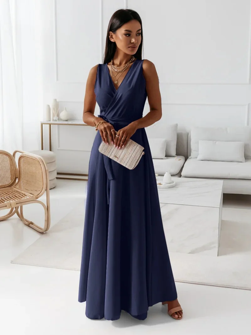 Damen Elegantes Wickel-Minikleid mit tiefem V-Ausschnitt und fließendem Stoff Heidi-Mode - Image 5
