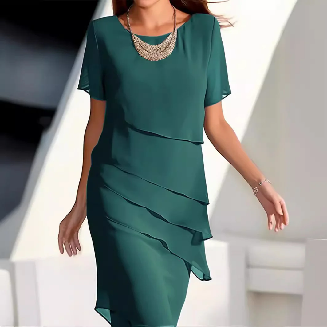 Damen elegantes Wickelkleid mit Schichten Heidi-Mode - Image 4