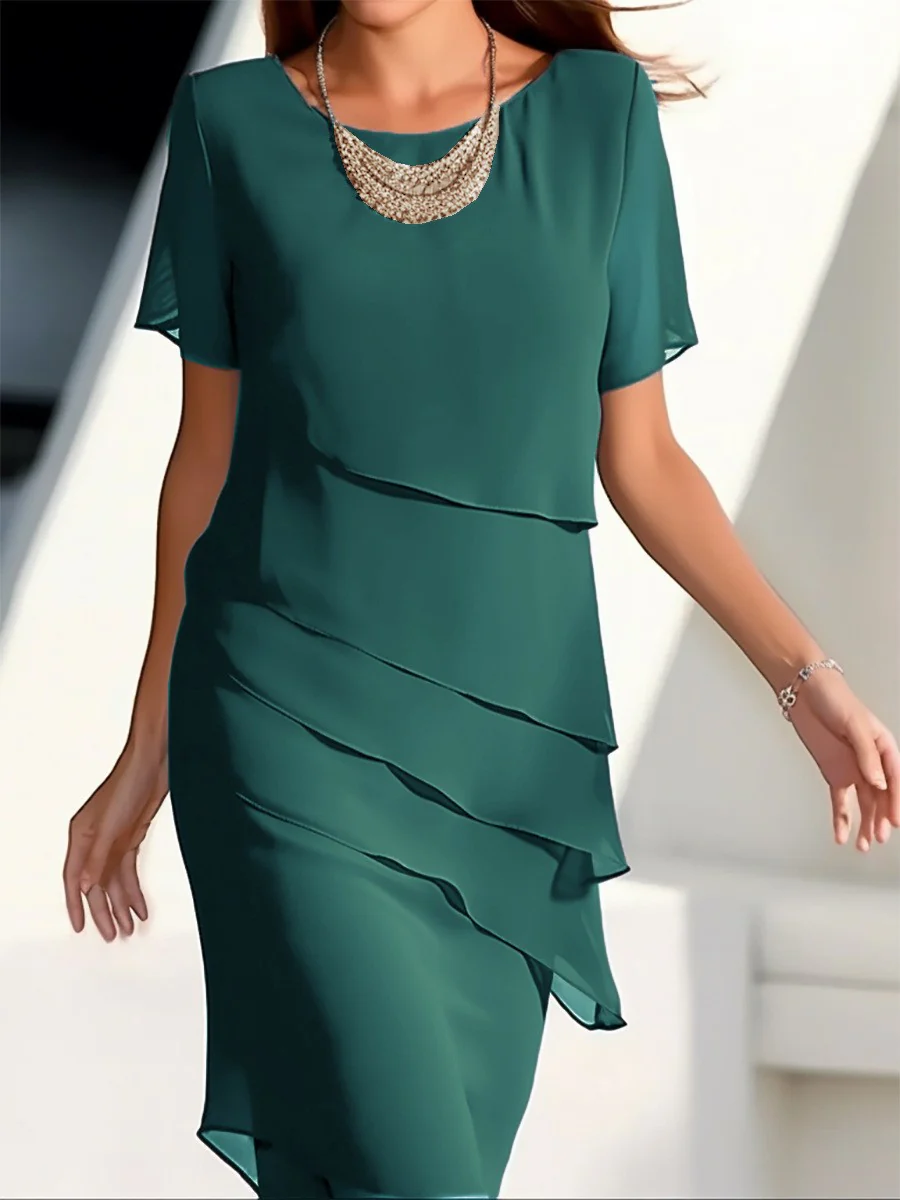 Damen elegantes Wickelkleid mit Schichten Heidi-Mode - Image 7