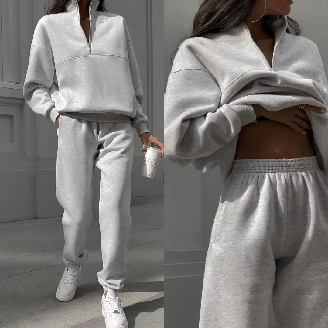 Damen Entspannter Oversized Pullover mit Halbem Reißverschluss und Bequemen Bündchen Heidi-Mode - Image 3