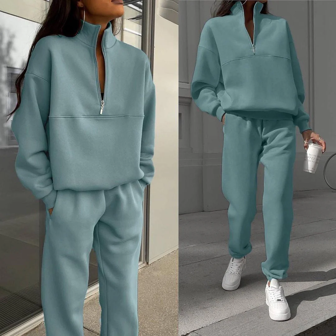 Damen Entspannter Oversized Pullover mit Halbem Reißverschluss und Bequemen Bündchen Heidi-Mode - Image 7