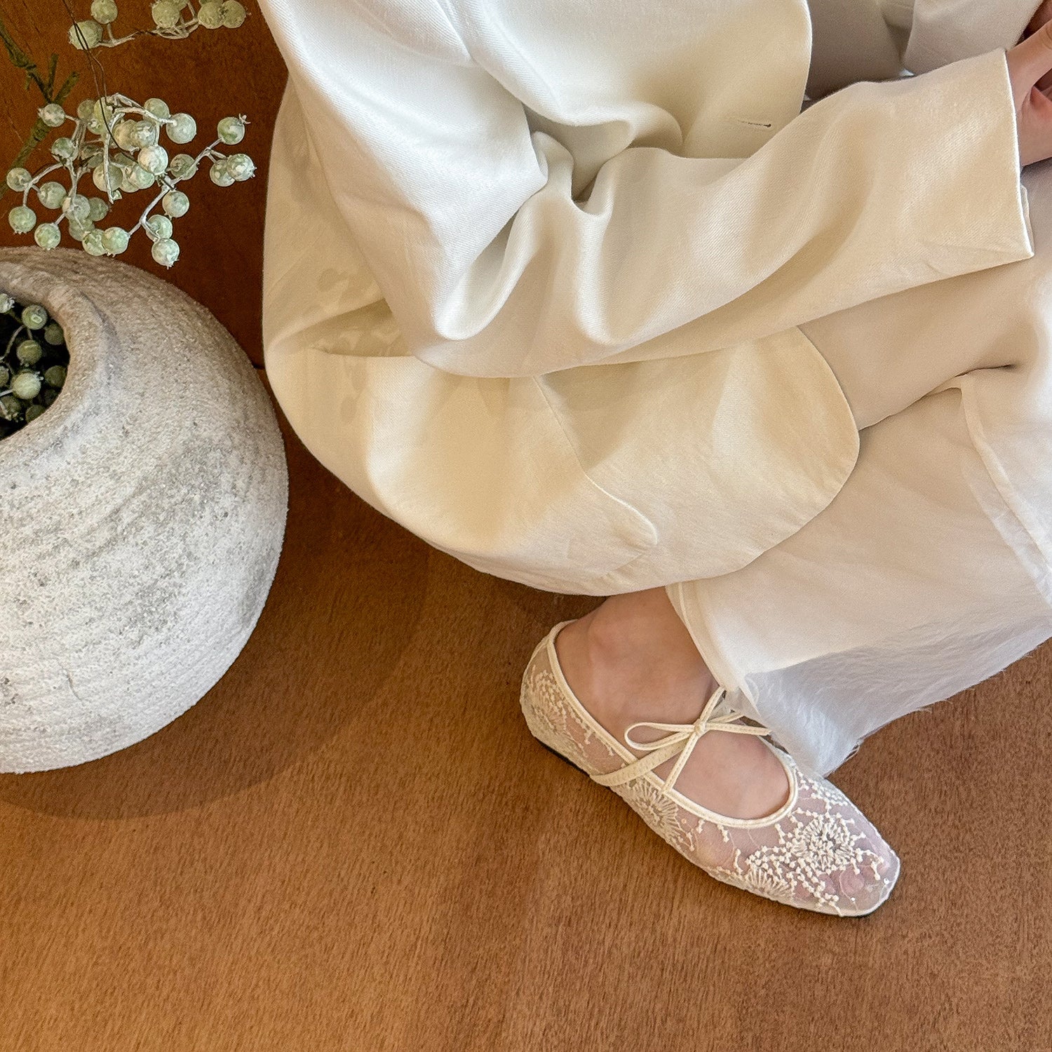 Damen erotische Ballerinas mit filigranem Schnürdesign und komfortabler Innensohle Heidi Mode - Image 4