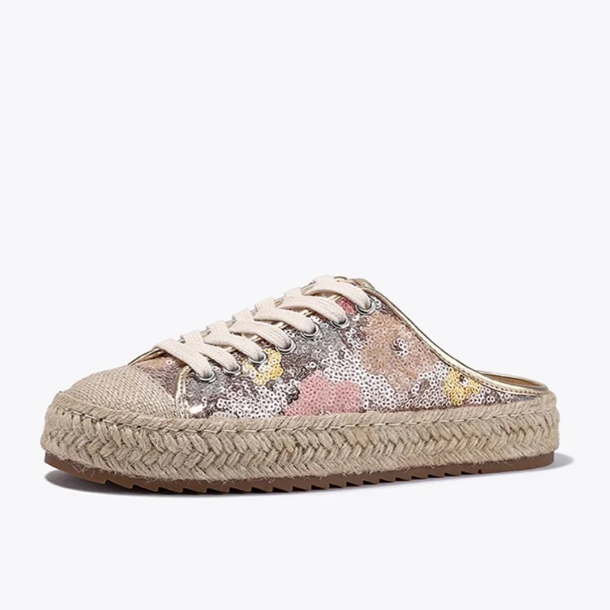 Damen Espadrilles mit glänzenden Pailletten und geflochtenem Jutesohle Heidi Mode - Image 2
