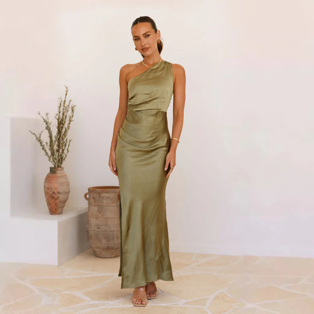 Damen Etuikleid mit Asymmetrischem Ausschnitt und Fließendem Schnitt Heidi-Mode - Image 3