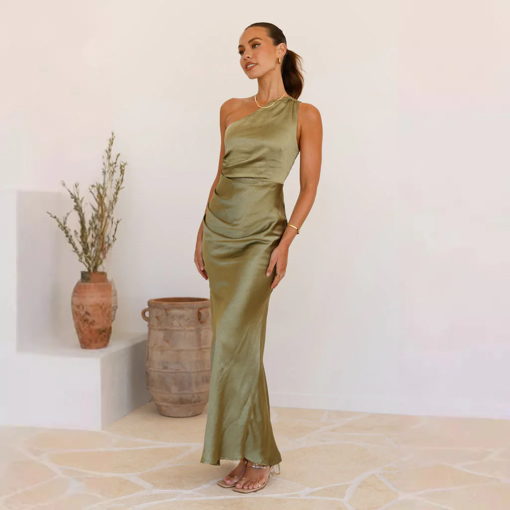 Damen Etuikleid mit Asymmetrischem Ausschnitt und Fließendem Schnitt Heidi-Mode - Image 7