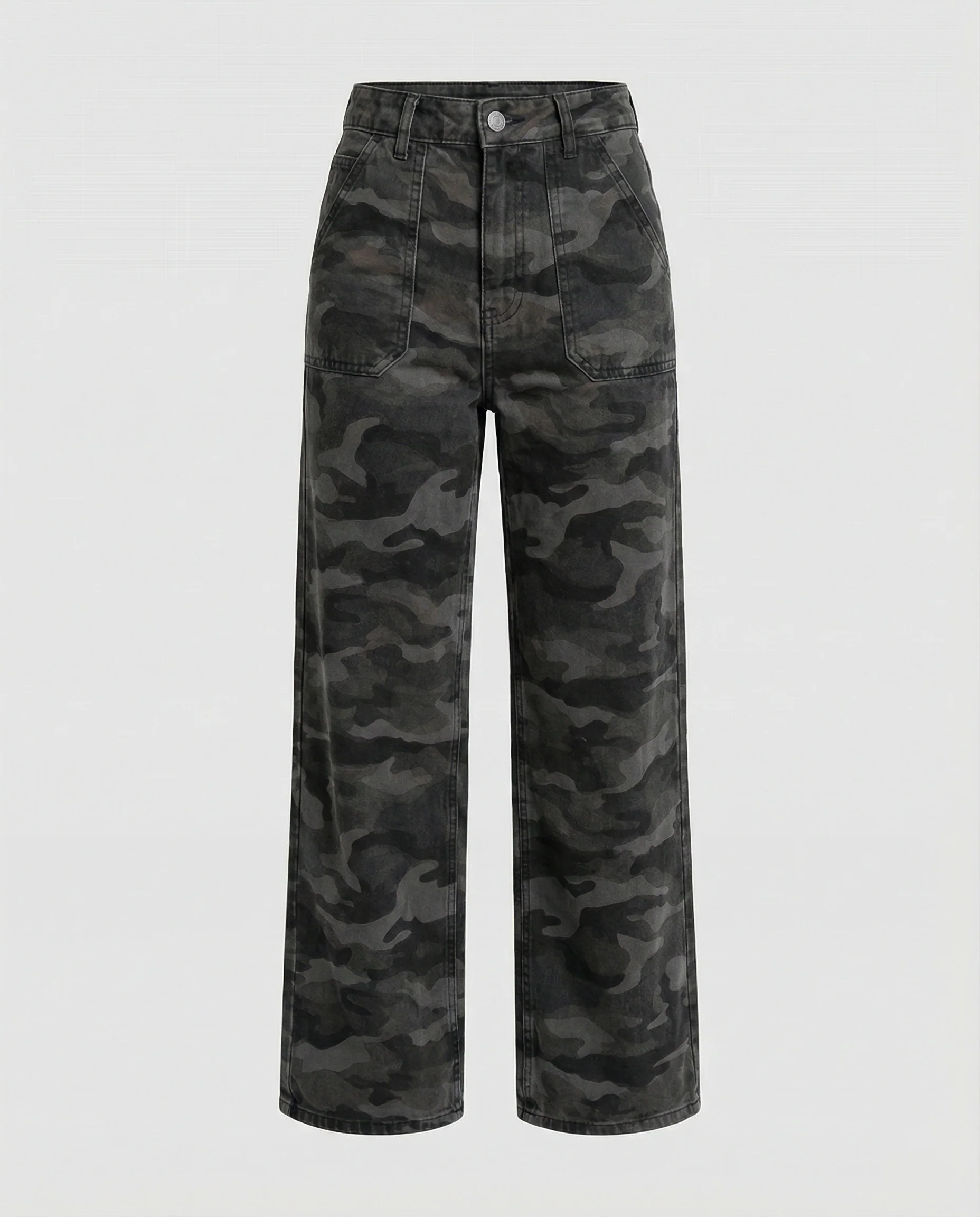 Damen extraweite Camouflage-Palazzohose mit hohem Bund, tiefem Schritt und aufgesetzten Gesäßtaschen Heidi-Mode - Image 5
