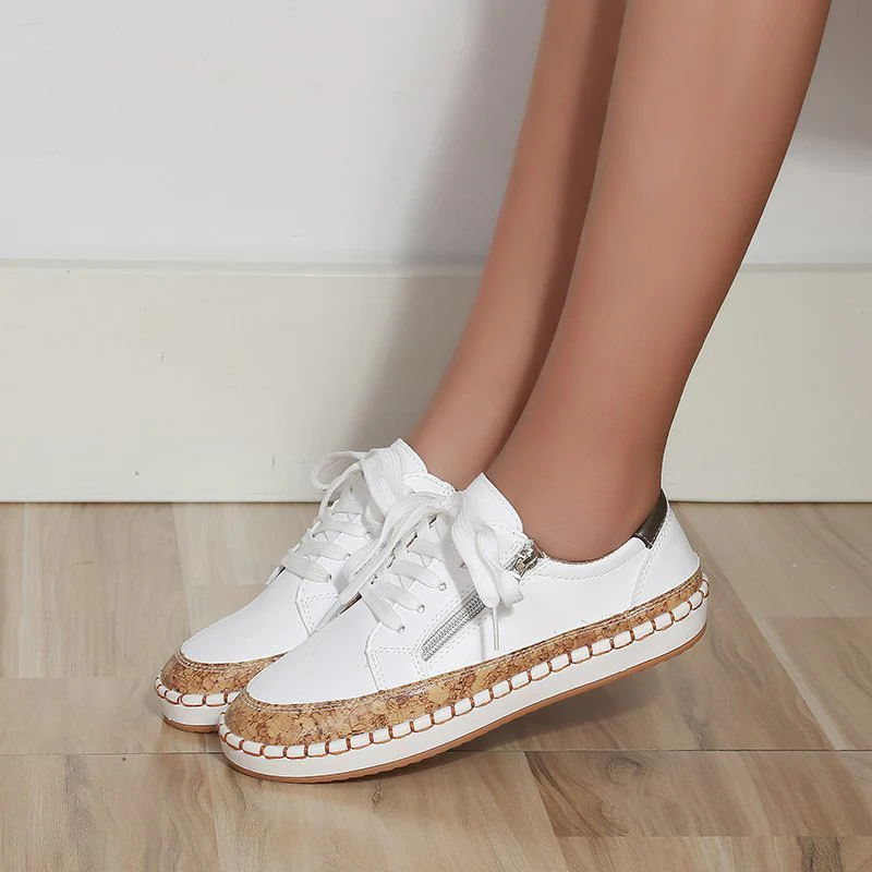 Damen farbenfrohe Sneaker mit Kork-Außensohle und floralem Design Heidi Mode - Image 2