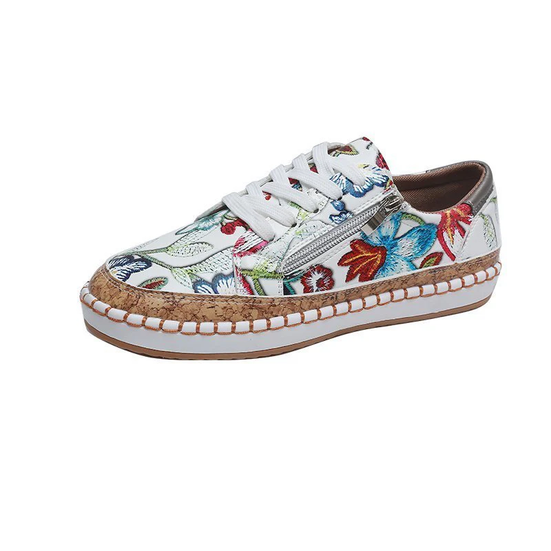 Damen farbenfrohe Sneaker mit Kork-Außensohle und floralem Design Heidi Mode - Image 7