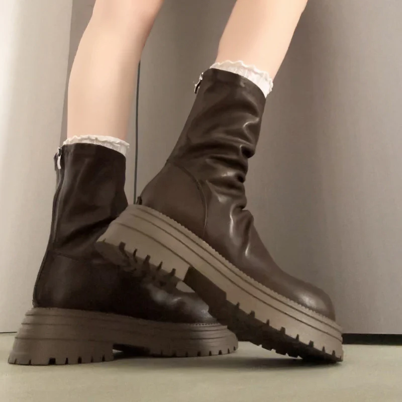 Damen Fashion-Stiefel mit breiter Sohle und elegantem Falten-Design Heidi Mode - Image 3