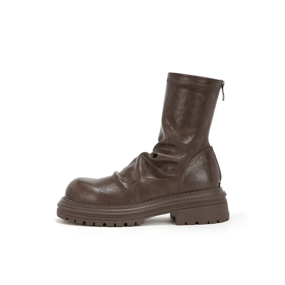 Damen Fashion-Stiefel mit breiter Sohle und elegantem Falten-Design Heidi Mode - Image 5