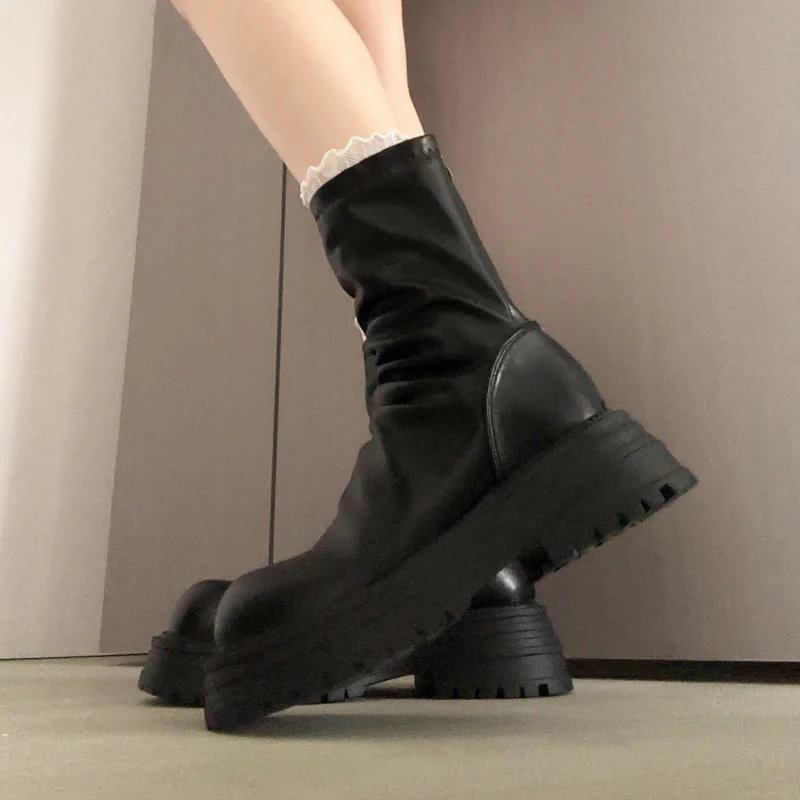 Damen Fashion-Stiefel mit breiter Sohle und elegantem Falten-Design Heidi Mode - Image 6