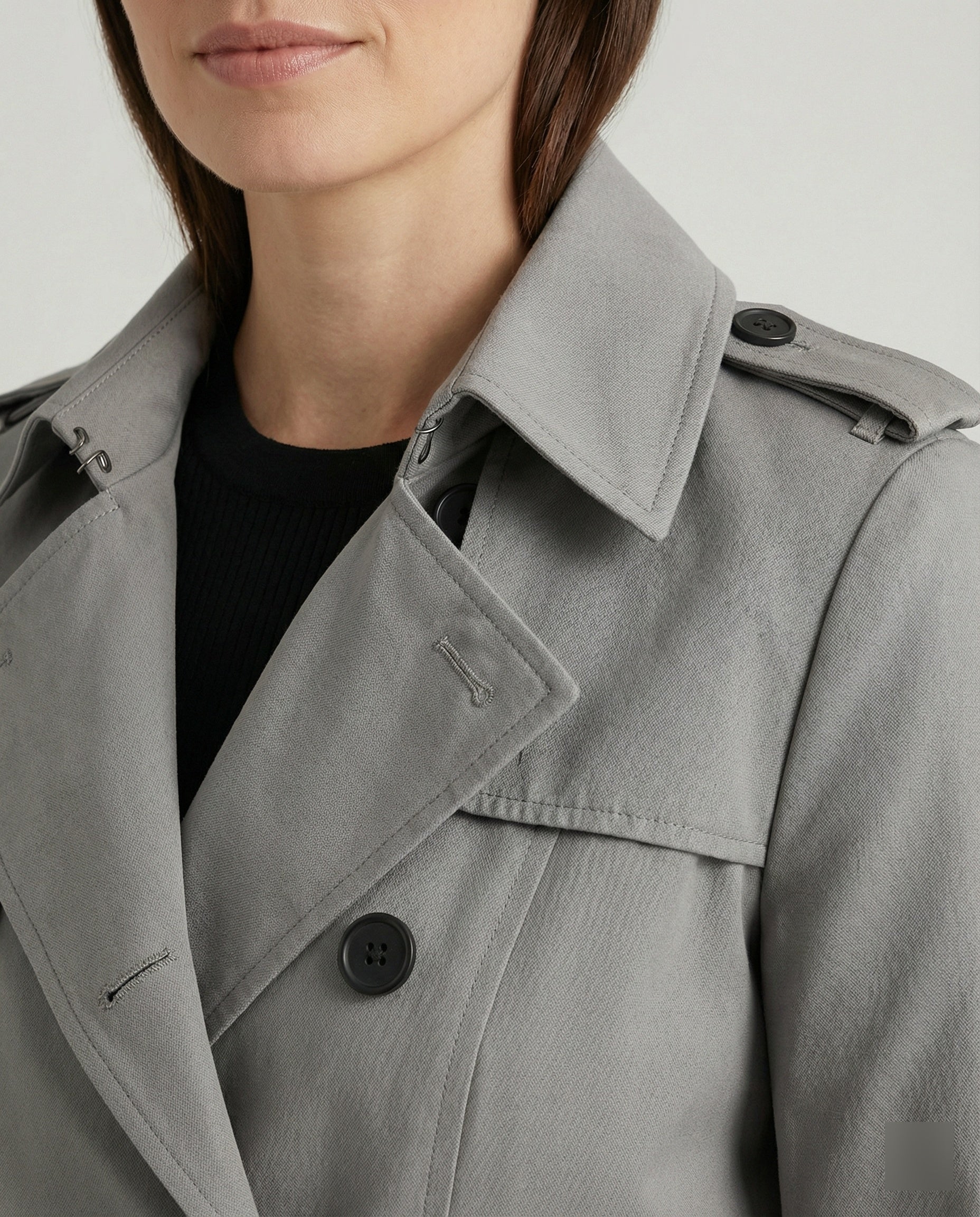 Damen Fashion Trends weit geschnittener doppelreihiger Trenchcoat mit Taillengürtel und Schulterpatten Heidi-Mode - Image 2