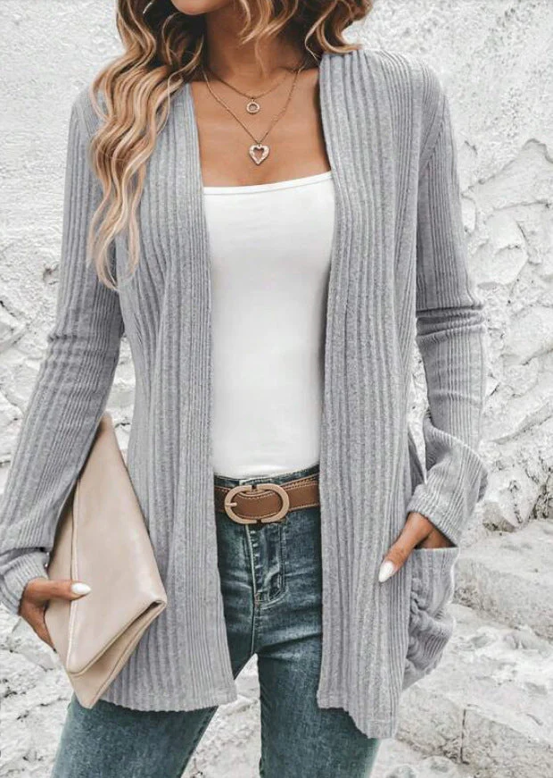 Damen Feinstrickjacke mit Tiefem V-Ausschnitt und Praktischen Taschen Heidi-Mode - Image 2