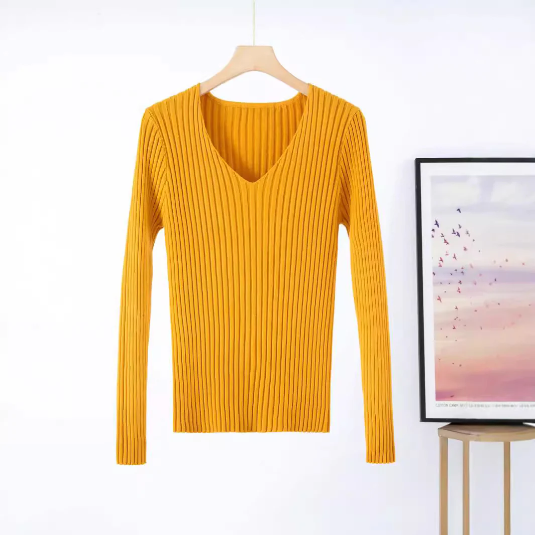 Damen Feinstrickpullover mit V-Ausschnitt und Rippenstruktur Heidi-Mode - Image 3